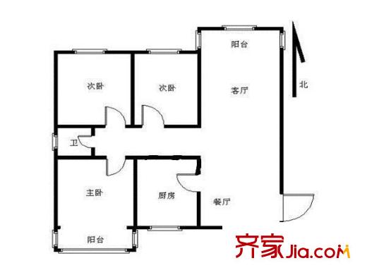 百合果園戶型圖戶型圖 3室 3室2廳1衛(wèi)1廚