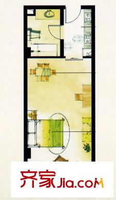 天華綠谷莊園戶型圖二期單身公寓31#1-10層K3戶型圖 1室1廳2衛(wèi)1廚
