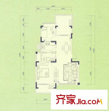 東郊小鎮(zhèn)戶型圖戶型圖 2室 2室2廳1衛(wèi)
