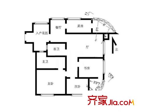 星雨華府戶型圖戶型圖 3室 3室2廳2衛(wèi)1廚