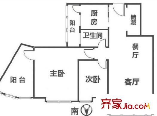 星雨華府戶型圖戶型圖  2室 2室2廳1衛(wèi)1廚