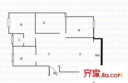 仙林誠品城戶型圖戶型圖 3室2廳1衛(wèi)1廚