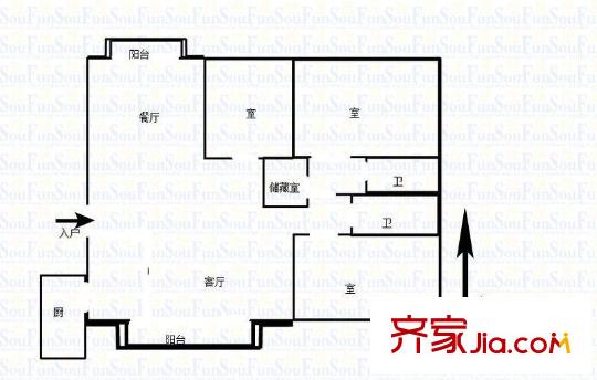 藍(lán)岸親水灣花園戶型圖戶型圖 3室 3室2廳2衛(wèi)1廚