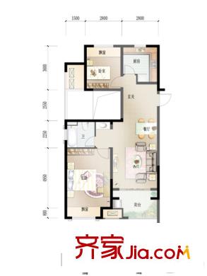 大華錦繡華城香鳶美頌高層U戶(hù)型 2室2廳1衛(wèi)1廚