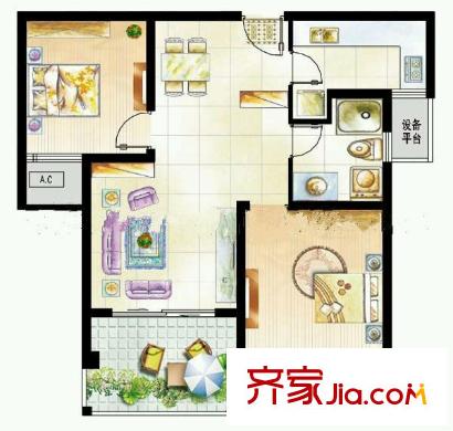 旭日愛上城1-4區(qū)戶型圖戶型圖 2室 2室2廳1衛(wèi)1廚