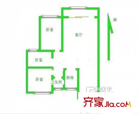 旭日愛上城1-4區(qū)戶型圖戶型圖 3室 3室2廳1衛(wèi)1廚