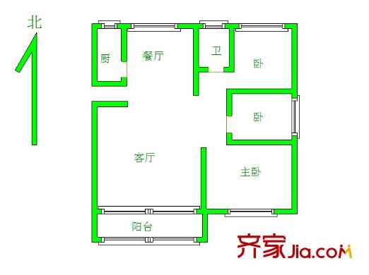 旭日愛上城1-4區(qū)戶型圖戶型圖 3室 3室1廳1衛(wèi)1廚