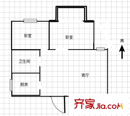東方天郡戶型圖戶型圖 2室 2室1廳1衛(wèi)1廚