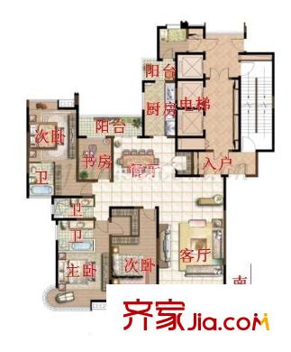 雅居樂花園戶型圖戶型圖 5室 5室3廳3衛(wèi)1廚