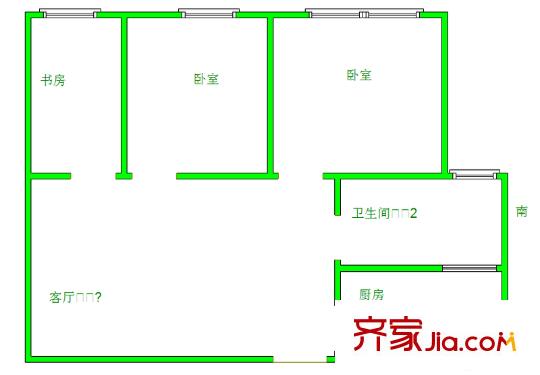 雅居樂花園戶型圖戶型圖 3室 3室1廳1衛(wèi)1廚