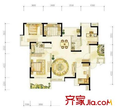 雅居樂花園戶型圖戶型圖  3室 3室2廳2衛(wèi)1廚