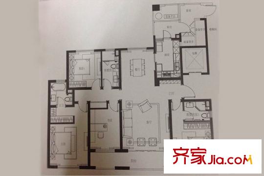 五礦崇文金城二期5幢標(biāo)準(zhǔn)層170平戶型 4室2廳3衛(wèi)1廚