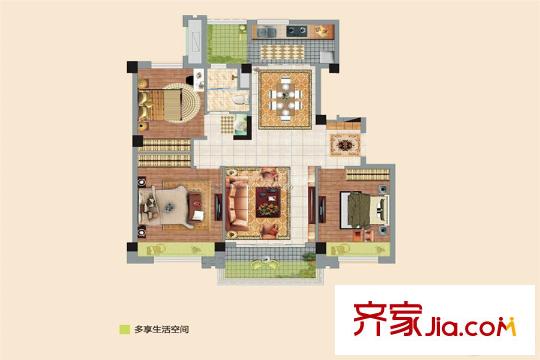 南京碧桂園花園洋房標(biāo)準(zhǔn)層YJ90t戶型 3室2廳1衛(wèi)1廚