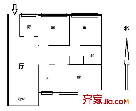 明發(fā)濱江新城一期戶型圖戶型圖 3室 3室2廳2衛(wèi)1廚