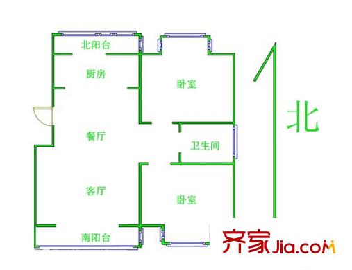 江岸水城戶型圖戶型圖 2室 2室2廳1衛(wèi)1廚