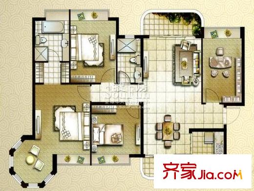 恒大綠洲戶型圖戶型圖 4室 4室2廳2衛(wèi)1廚