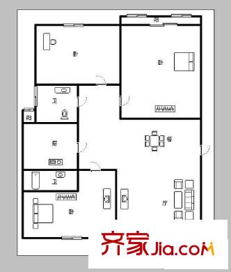 翠屏國際城 3室 戶型圖