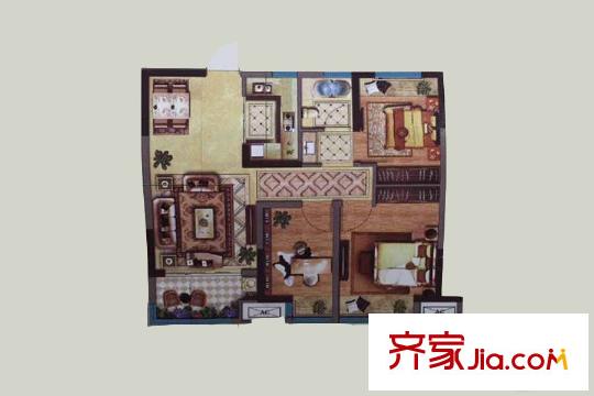 明發(fā)江灣新城項(xiàng)目一期標(biāo)準(zhǔn)層A2戶型 3室1廳1衛(wèi)1廚