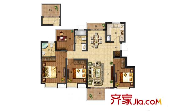 電建平方米悅府項(xiàng)目一期標(biāo)準(zhǔn)層D戶(hù)型 4室2廳2衛(wèi)1廚