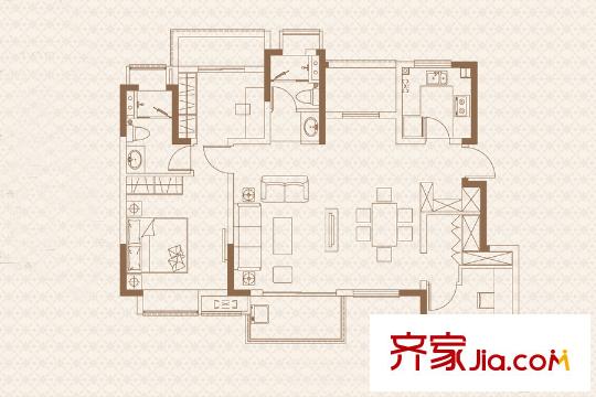 世茂夢享家項目C戶型 4室2廳2衛(wèi)1廚