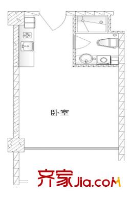 贊成領尚一期01幢標準層B戶型 1室1廳1衛(wèi)1廚