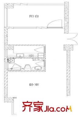 贊成領尚一期01幢標準層A1戶型 1室1廳1衛(wèi)1廚