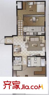 都市羲和一期B號樓標準層a1戶型 4室2廳2衛(wèi)1廚