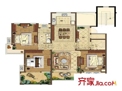 翠屏托樂嘉旺鄰居標準層H戶型 3室2廳1衛(wèi)1廚