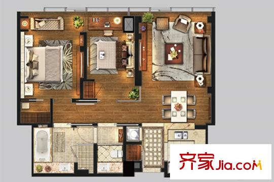 雨潤國際廣場中央公寓標(biāo)準(zhǔn)層B5-1戶型 2室2廳2衛(wèi)1廚