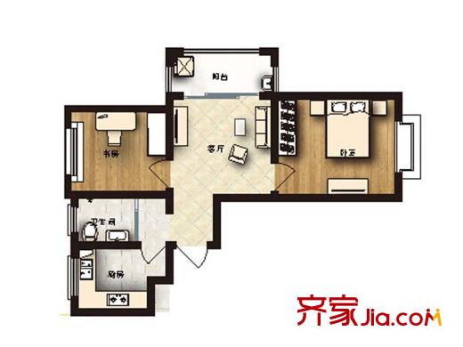 北宸新苑二期7、9、11號(hào)樓標(biāo)準(zhǔn)層A戶型 2室1廳1衛(wèi)1廚