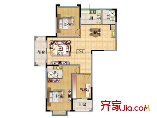 北宸新苑二期7、9、11號(hào)樓標(biāo)準(zhǔn)層C2戶型 2室2廳1衛(wèi)1廚
