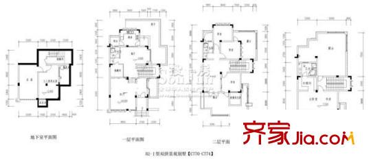 國信自然天城一期B2-I雙拼別墅樓層平面圖 6室2廳4衛(wèi)1廚