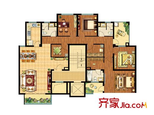 國信慧谷山居一期平墅標(biāo)準(zhǔn)層B1戶型 6室2廳3衛(wèi)1廚