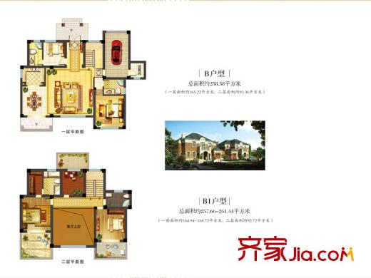 錦隆云山墅一期28-30幢標準層B、B1戶型圖 4室2廳4衛(wèi)1廚