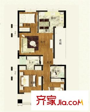 協(xié)眾水岸風(fēng)華一期19、20號樓標(biāo)準(zhǔn)層D1戶型 3室2廳2衛(wèi)1廚