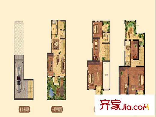 瑞景葉泊藍(lán)山一期聯(lián)排別墅標(biāo)準(zhǔn)層L2戶型  5室2廳3衛(wèi)1廚