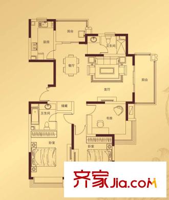 康利華府一期18、19、20幢標(biāo)準(zhǔn)層A-2戶型 3室2廳2衛(wèi)1廚