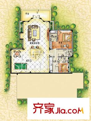 山河水依云區(qū)獨棟別墅底層T203戶型 5室2廳5衛(wèi)1廚
