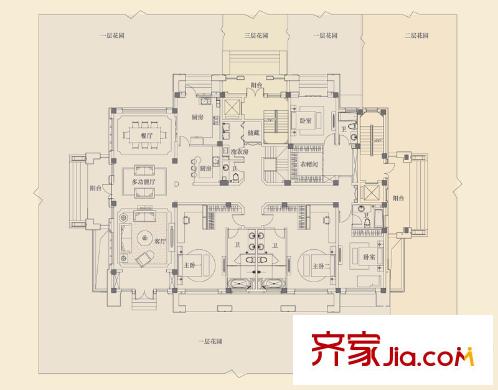 五礦九璽臺(tái)二期36幢A戶型 4室2廳2衛(wèi)1廚