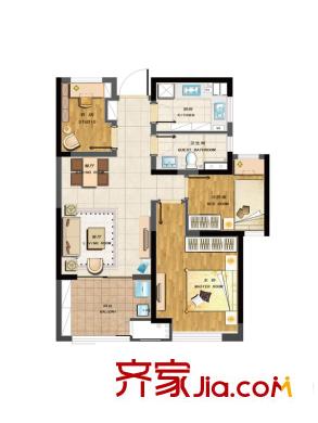 新城香溢紫郡三期2號(hào)樓標(biāo)準(zhǔn)戶型 2室2廳1衛(wèi)1廚