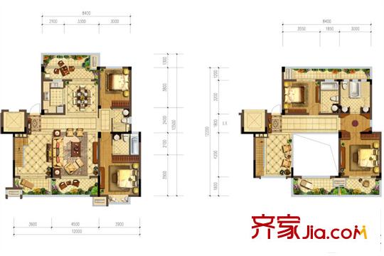中海御山府二期61-69幢標(biāo)準(zhǔn)層A8戶型 4室3廳4衛(wèi)1廚