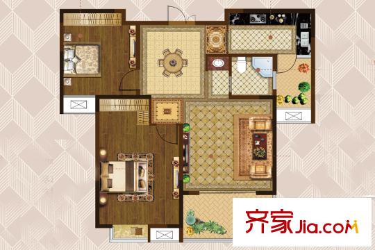 愛濤天岳城二期1、4#標(biāo)準(zhǔn)層G1戶型 2室2廳1衛(wèi)1廚