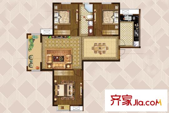 愛濤天岳城二期2#、5#標(biāo)準(zhǔn)層F戶型 3室2廳1衛(wèi)1廚