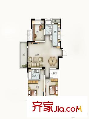 橡樹城一期31-34號樓標(biāo)準(zhǔn)層H02戶型 3室2廳2衛(wèi)1廚