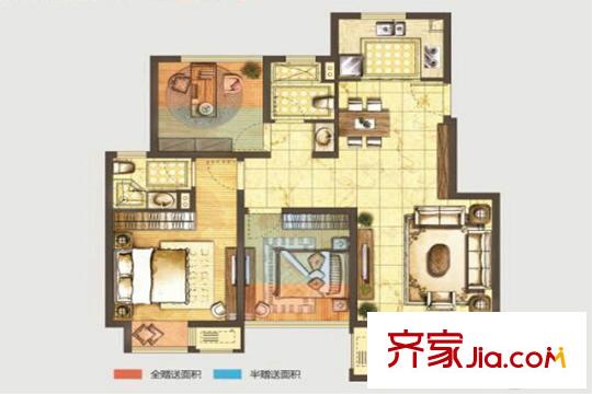 招商方山里花園一期標(biāo)準(zhǔn)層1-9幢B戶型 3室2廳2衛(wèi)1廚