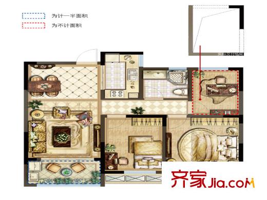 紫金上品苑一期1#2#4#6#標(biāo)準(zhǔn)層A戶型 3室2廳1衛(wèi)