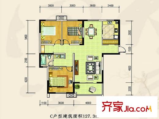 金盛田?錦上一期2#、3#、7#標(biāo)準(zhǔn)層C戶型 3室2廳1衛(wèi)1廚