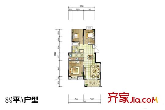 明發(fā)云庭一期04#標準層A戶型 3室2廳1衛(wèi)1廚
