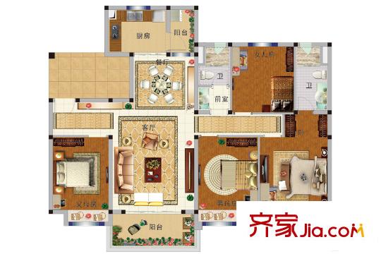 碧桂園城市花園二期海棠苑15號(hào)樓標(biāo)準(zhǔn)層YJ140戶型 4室2廳2衛(wèi)1廚