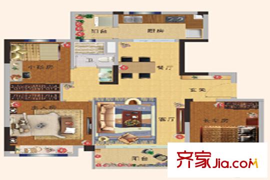 碧桂園城市花園海棠苑標(biāo)準(zhǔn)層戶型 3室2廳1衛(wèi)1廚